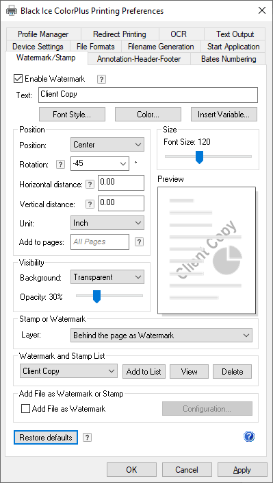 Printer Driver - Add Watermark or Stamp to the document