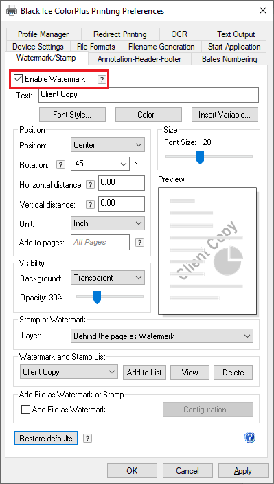 Printer Driver - Add Watermark or Stamp to the document