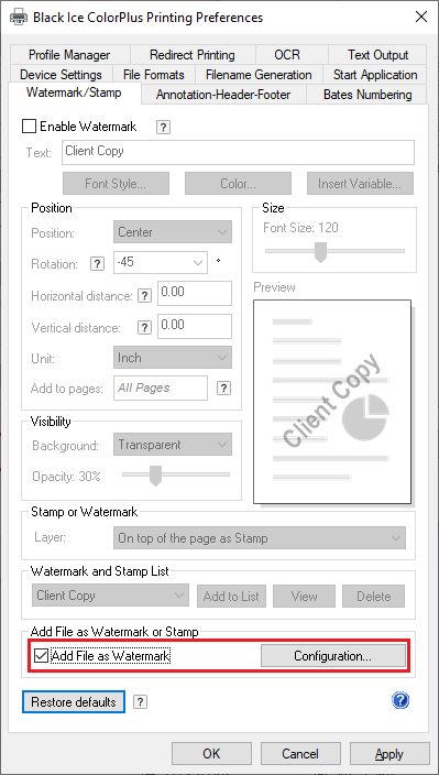 Printer Driver - Add Watermark or Stamp to the document