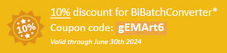 10% discount for BiBatchConverter Coupon code: gEMArt6