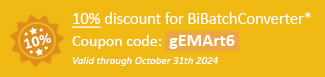 10% discount for BiBatchConverter Coupon code: gEMArt6