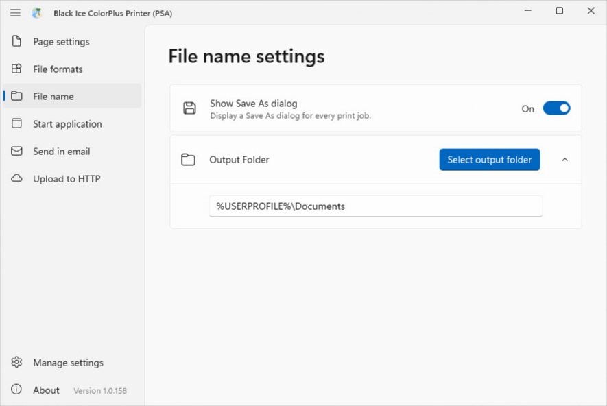 File name settings