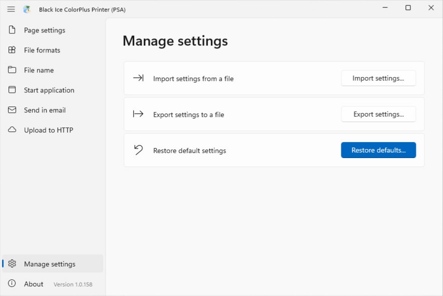 Manage settings