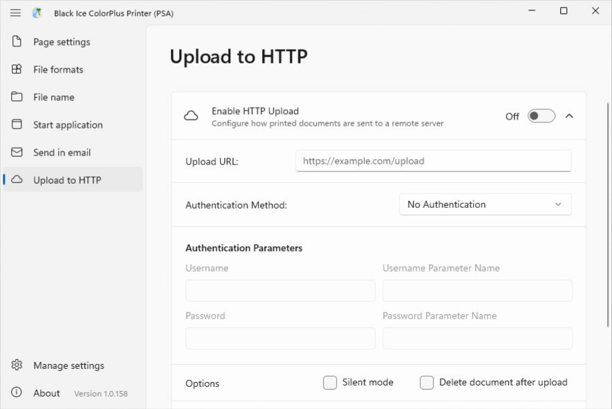 Upload to HTTP