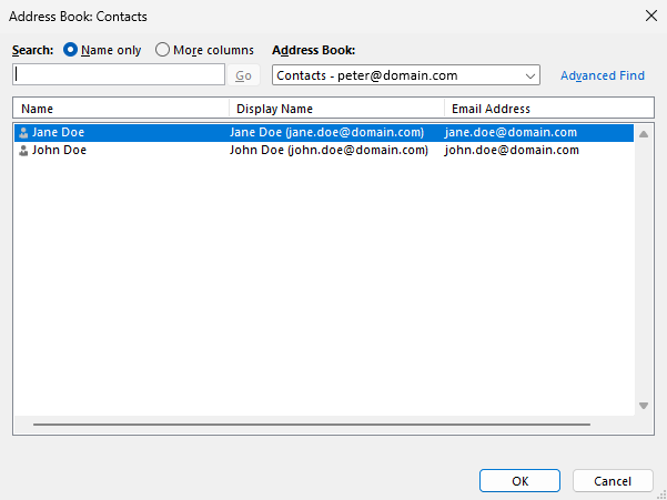 Contacts from Outlook