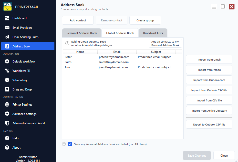 Global Address Book